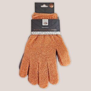 NEW Trū Spa Bamboo Exfoliating Gloves 2 Pairs Orange & Gray
